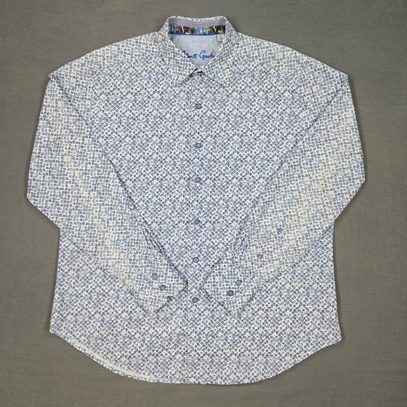 Robert Graham Other - Robert Graham Men Blue White Geometric Pattern Button Up Shirt Classic Fit Sz L